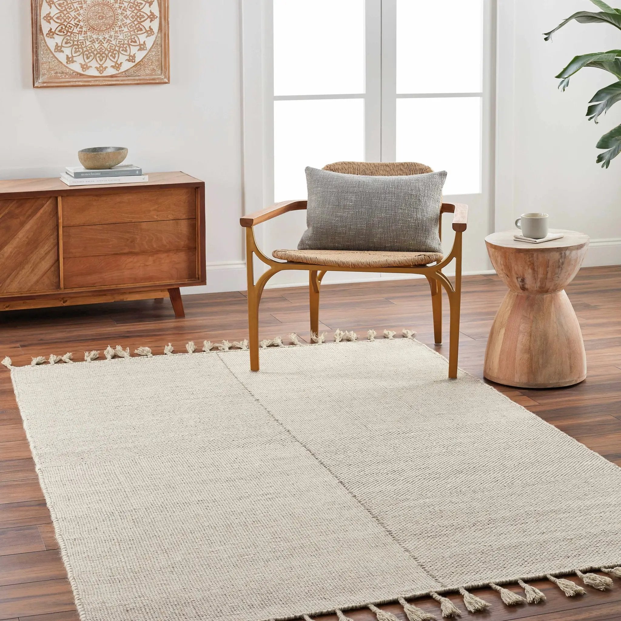 Abhay Beige Wool Area Rug - Clearance by Boutique Rugs