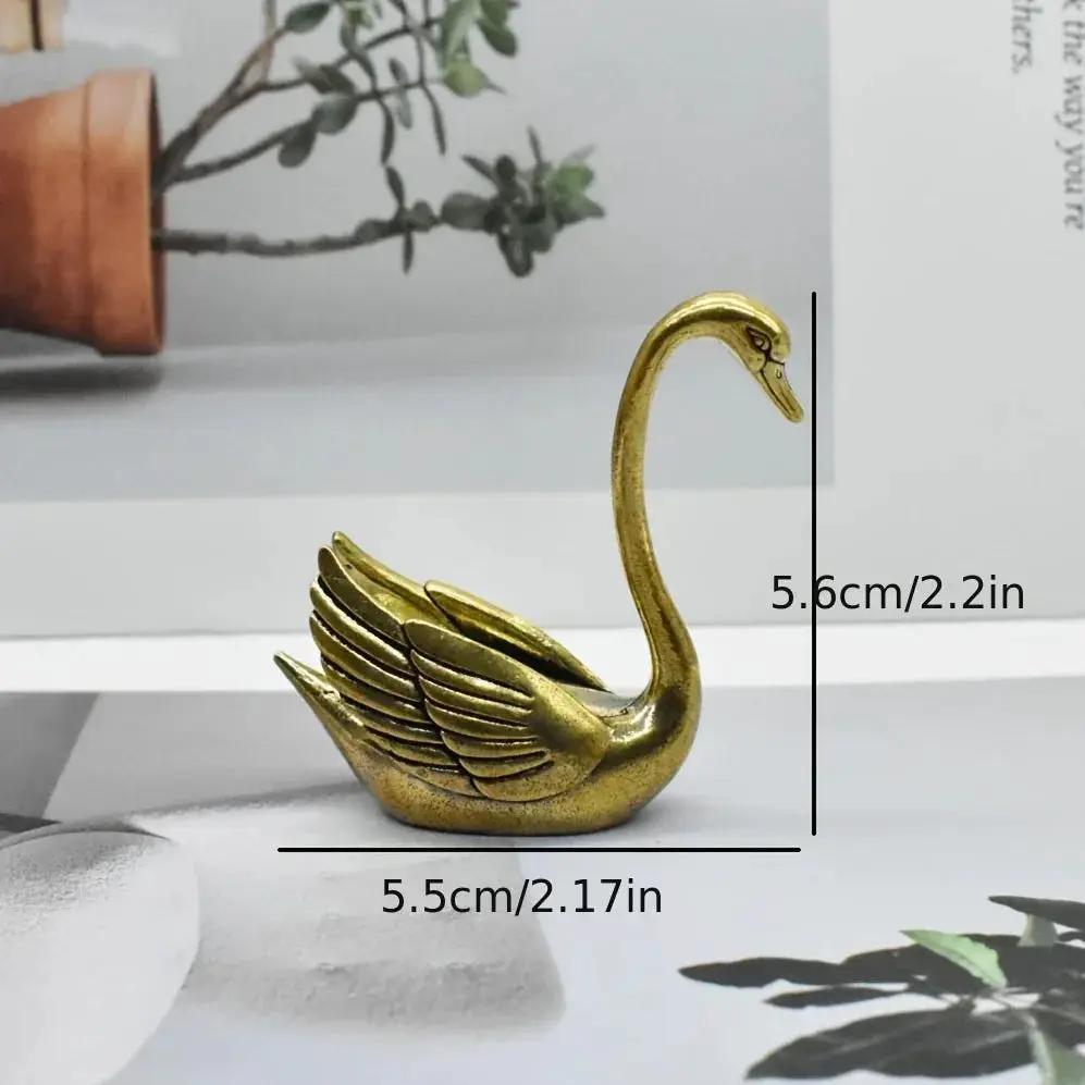 Swan Figurine - Contemporary Brass Hollow-Out by House Of Avana