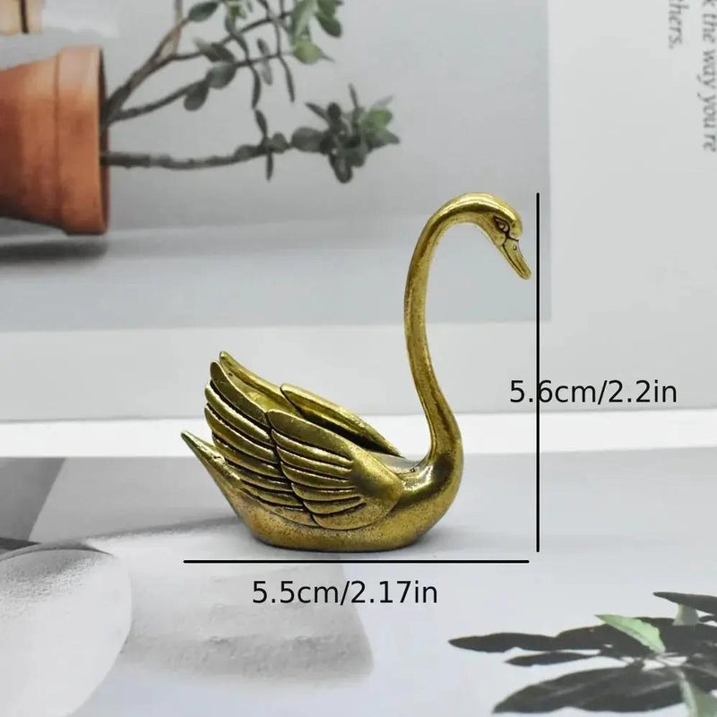 Swan Figurine - Contemporary Brass Hollow-Out by House Of Avana
