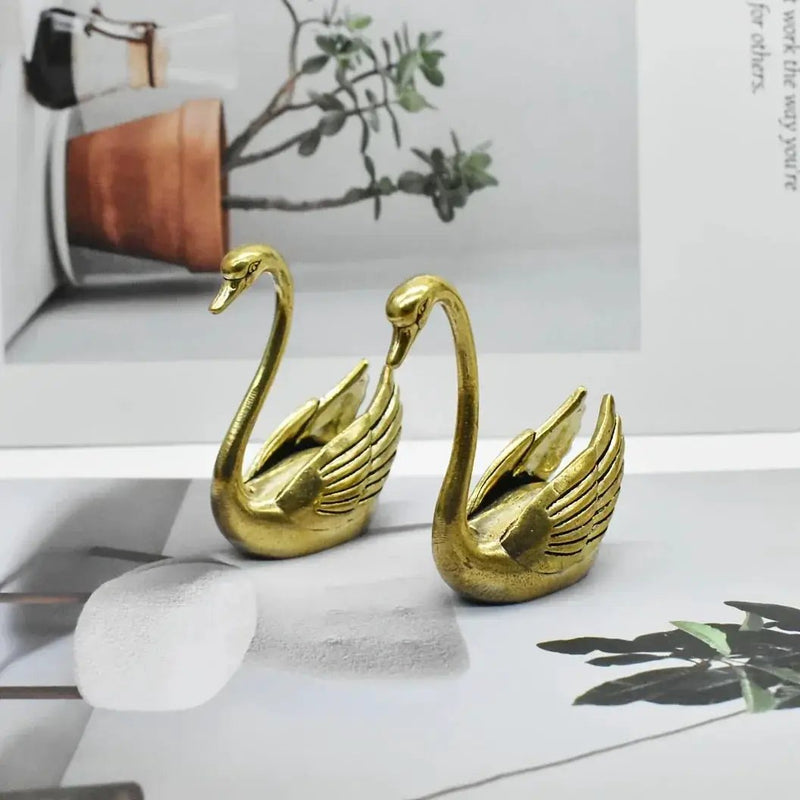 Swan Figurine - Contemporary Brass Hollow-Out by House Of Avana