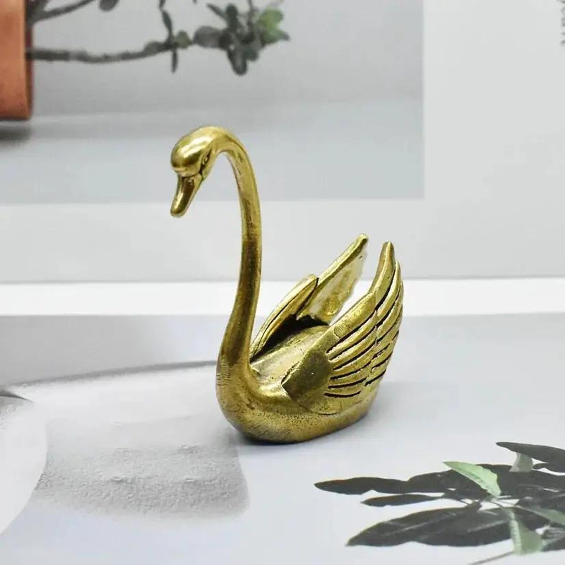 Swan Figurine - Contemporary Brass Hollow-Out by House Of Avana