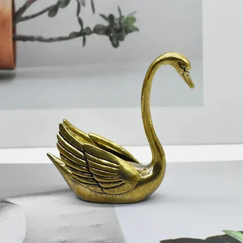 Swan Figurine - Contemporary Brass Hollow-Out by House Of Avana