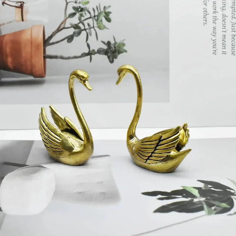 Swan Figurine - Contemporary Brass Hollow-Out by House Of Avana
