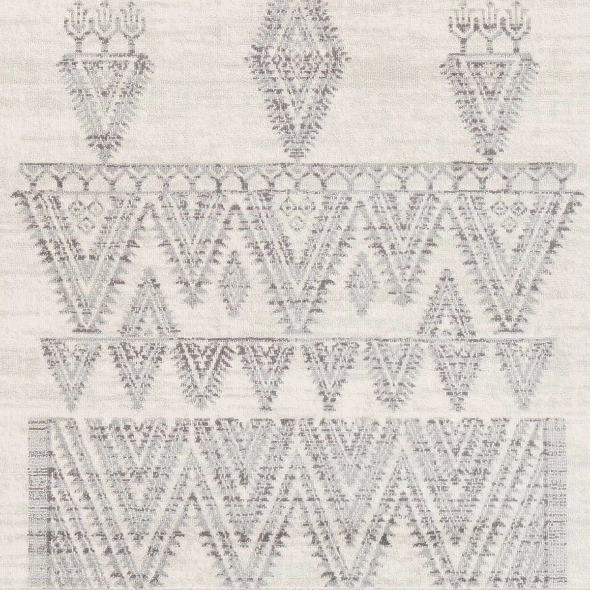 Wakita Light Gray Tribal Rug, sample swatch