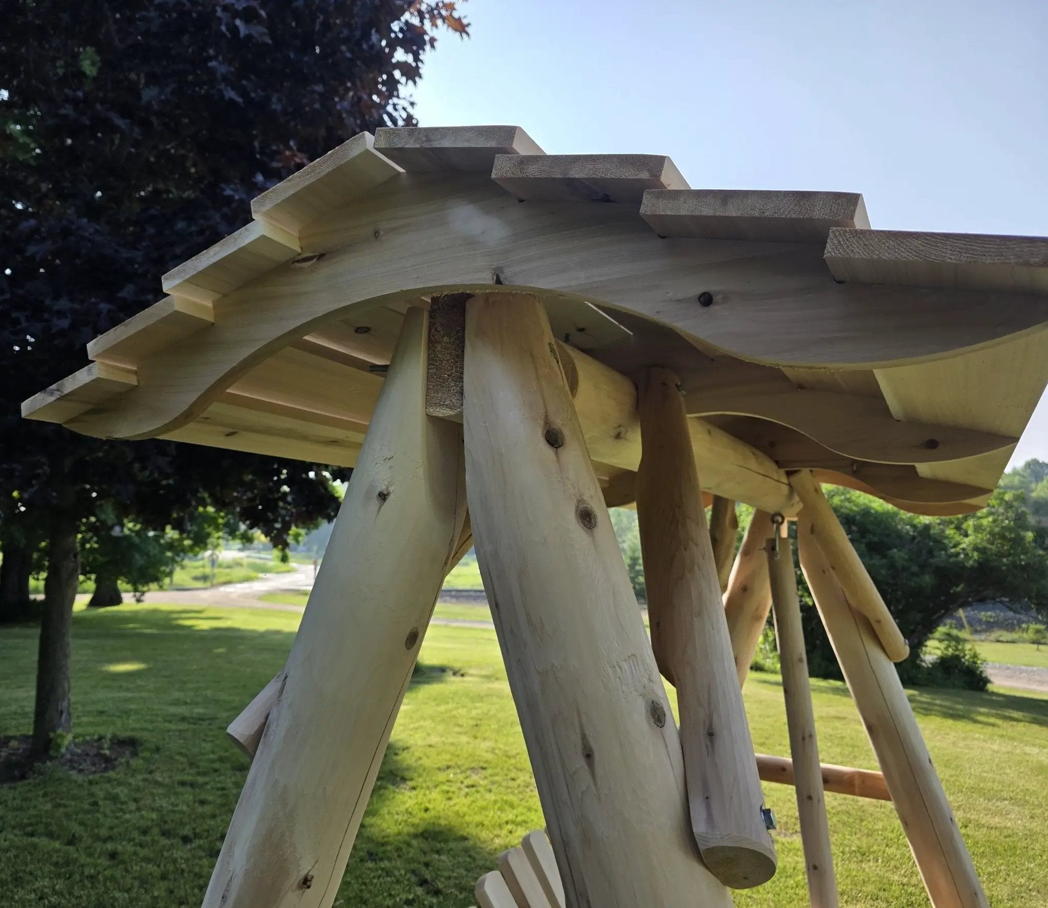 Wooden Porch Swing with Canopy by Cedar Creek Rustic Furniture