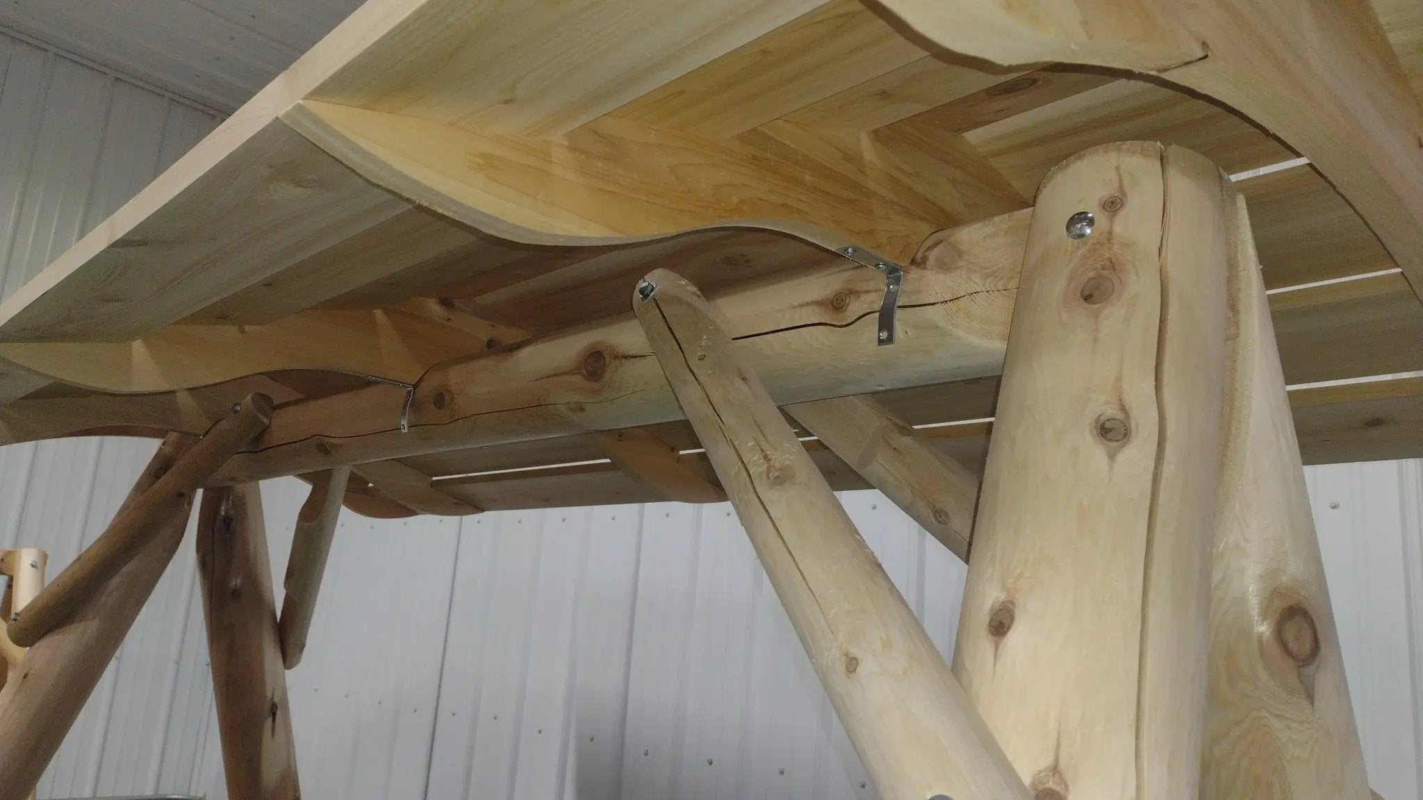 Wooden Porch Swing with Canopy by Cedar Creek Rustic Furniture