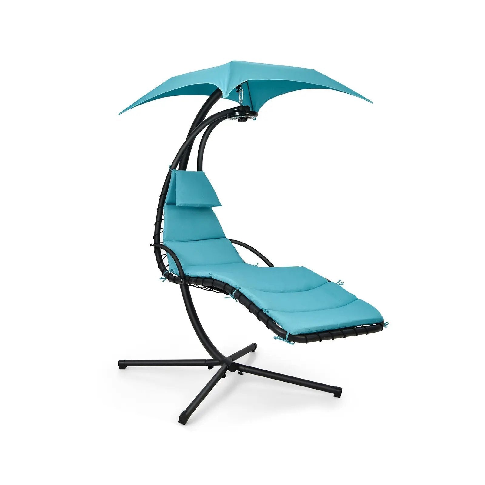 Hanging Curved Steel Swing Chaise Lounger with Removable Canopy by DirectDeals