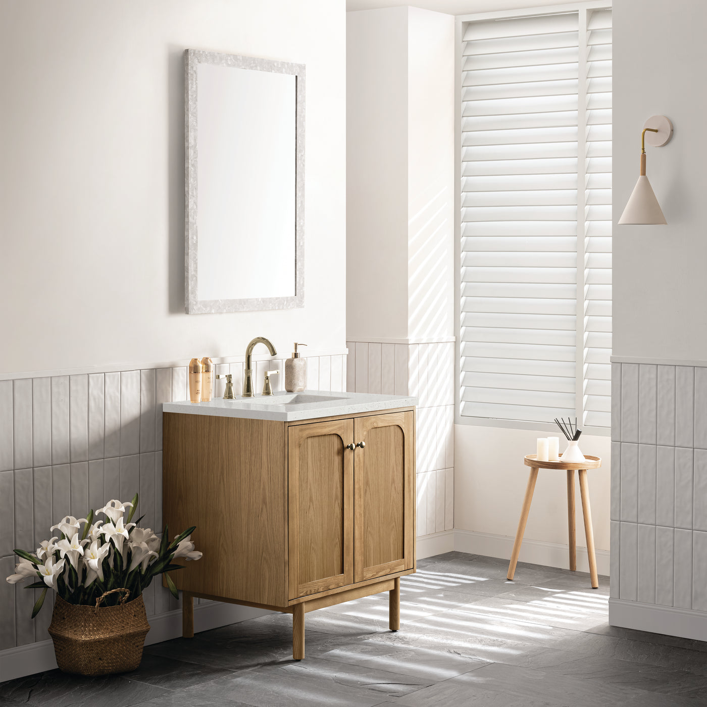 James Martin Laurent 30" Dual Mount Single Bathroom Vanity, Light Natural Oak, view 26