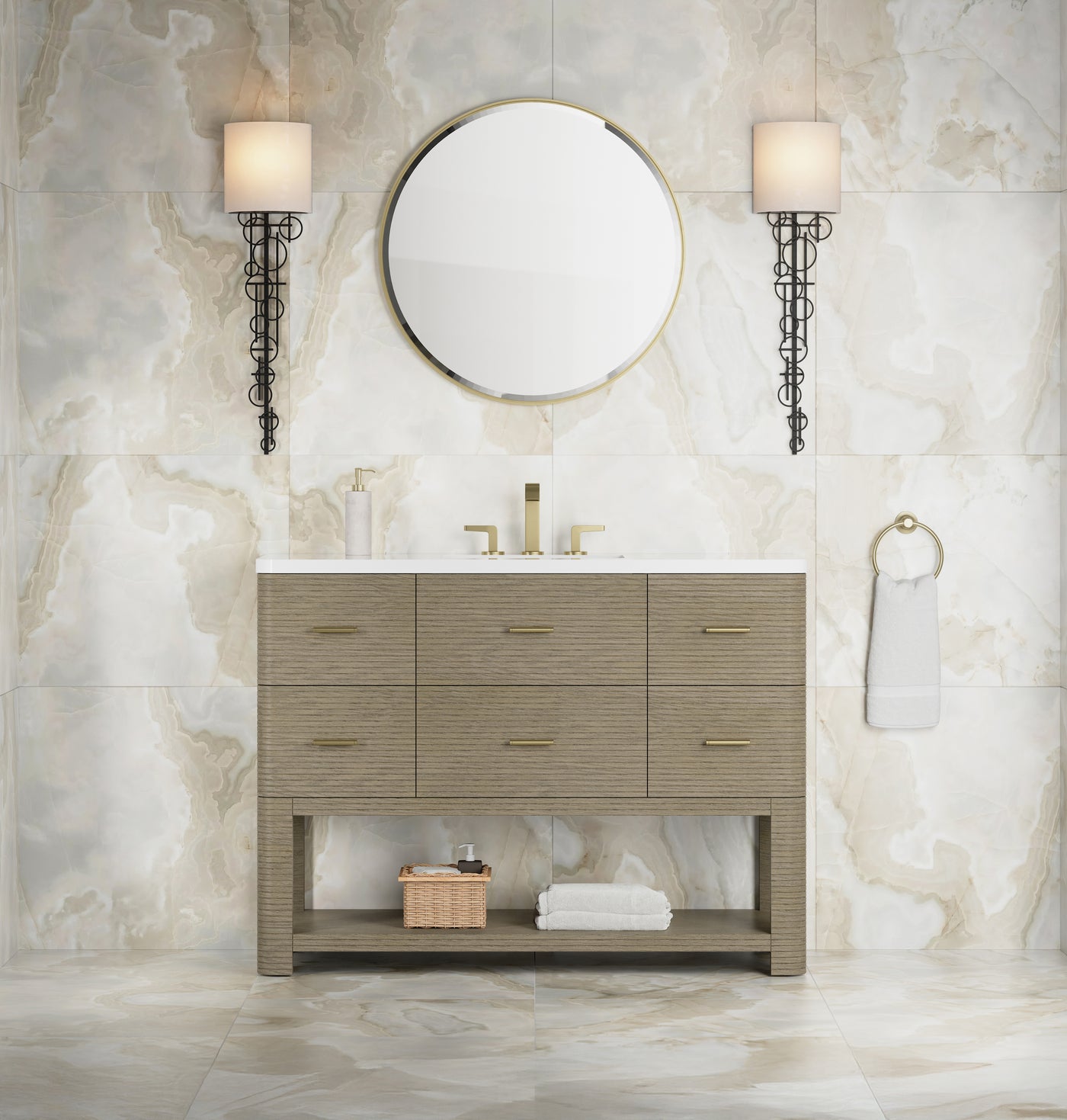James Martin Lucian 48" Single Bathroom Vanity, Pebble Oak, view 31