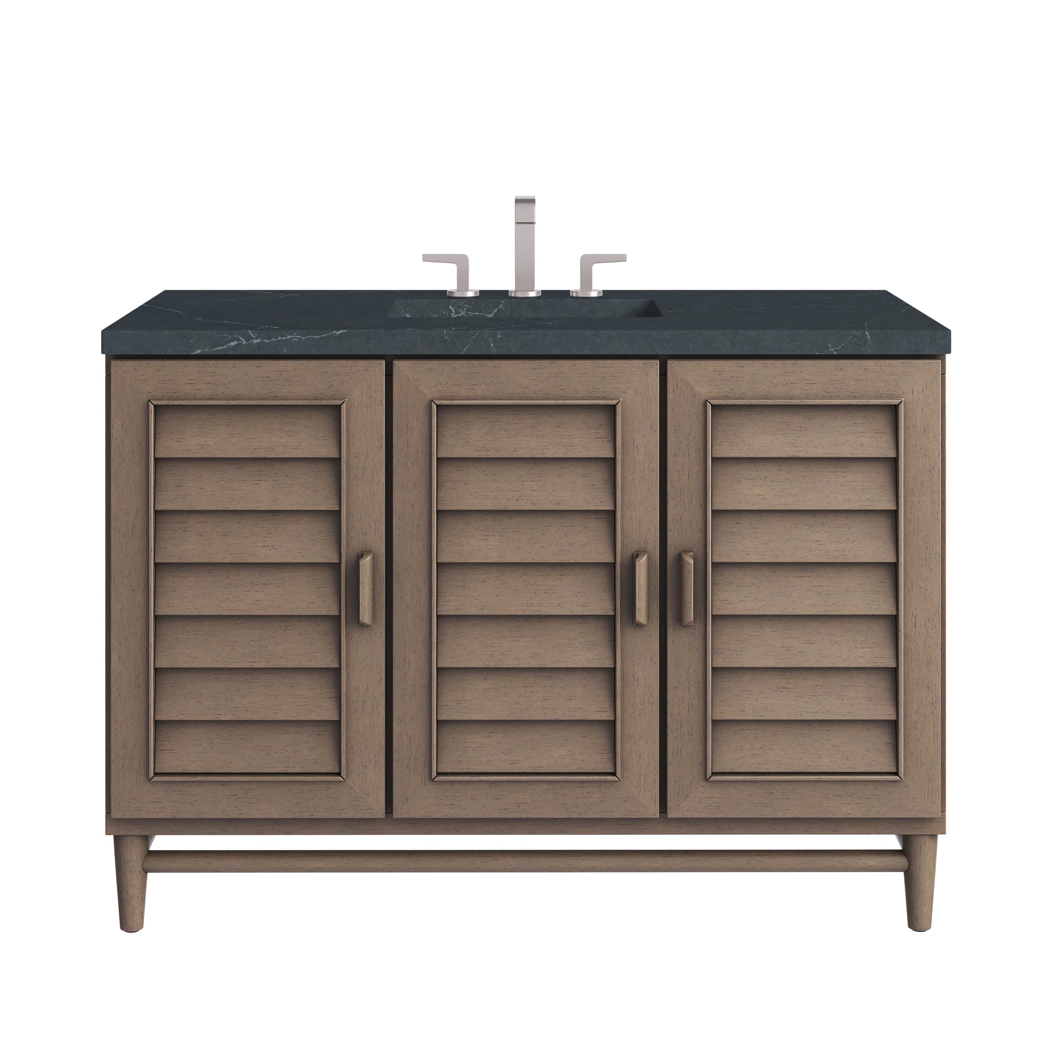 James Martin Portland 48" Single Bathroom Vanity, Whitewashed Walnut with Charcoal Soapstone countertop