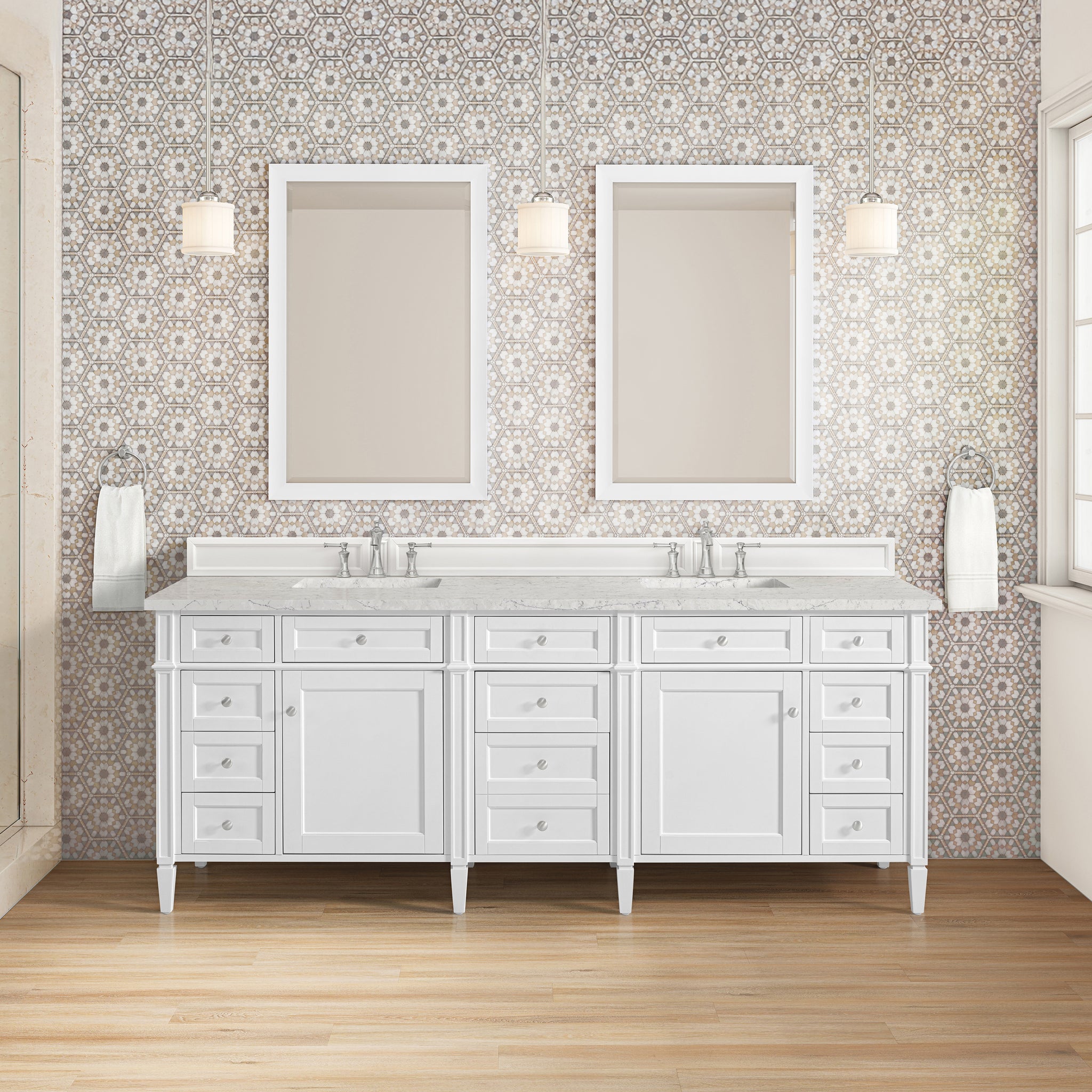 James Martin Brittany 84" Double Bathroom Vanity, Bright White, view 30