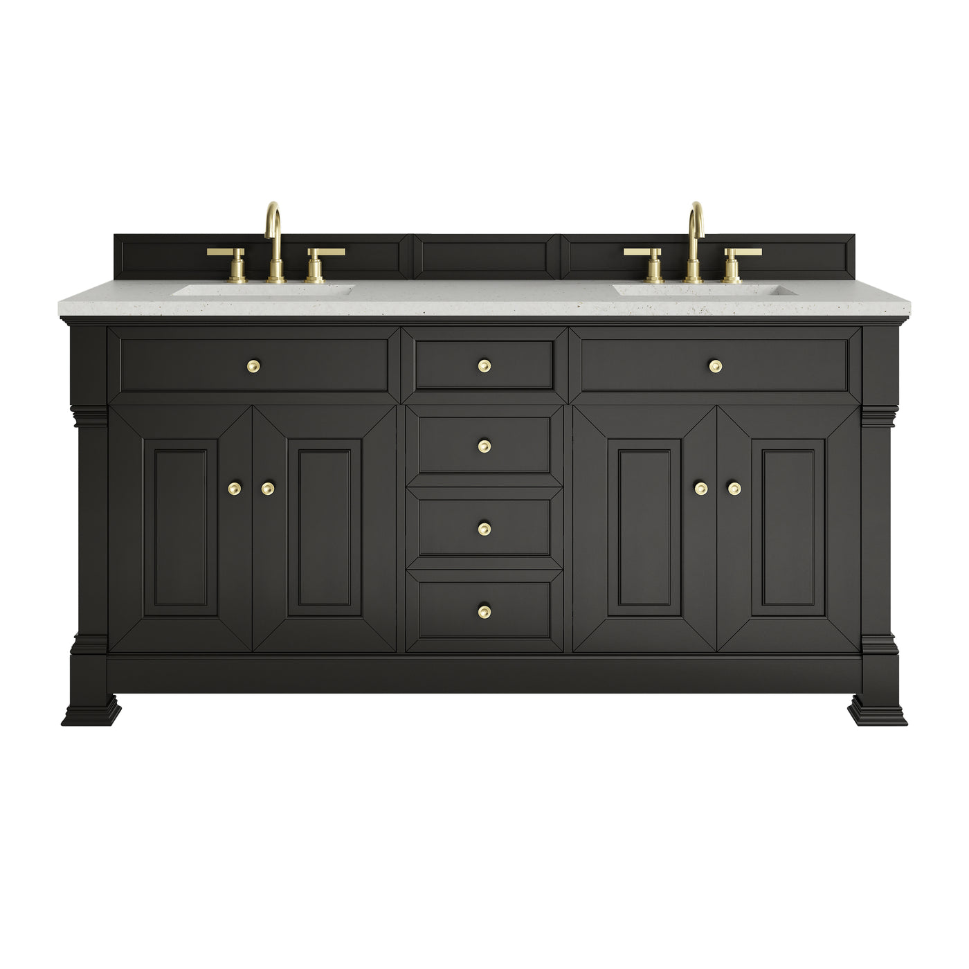 James Martin Brookfield 72" Double Bathroom Vanity, Black Onyx with Lime Delight countertop