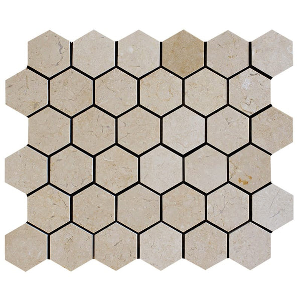 Sylvester Beige Polished Hexagon Marble Mosaics 10 3/8x12