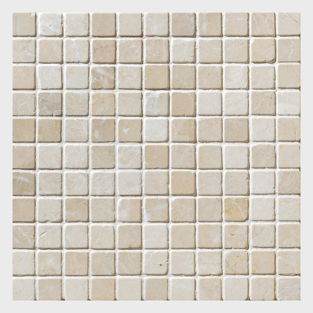 Sylvester Beige Tumbled 1x1 Marble Mosaics 12x12 Marble Tumbled 12x12 Mosaics