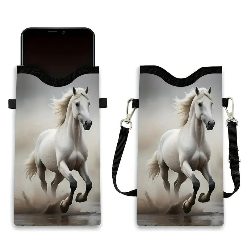 Synthetic Leather Phone Bag - Horse Print Adjustable Strap by House Of Avana