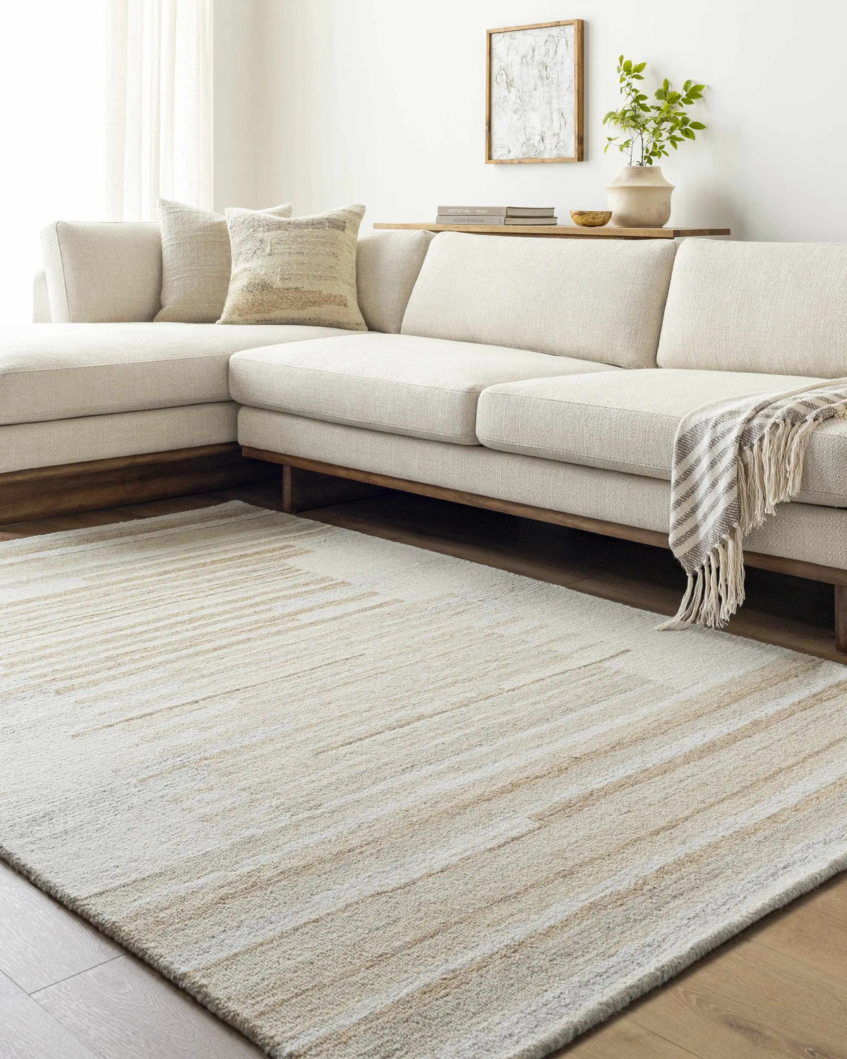 Seung Modern Wool Rug, installed in a room