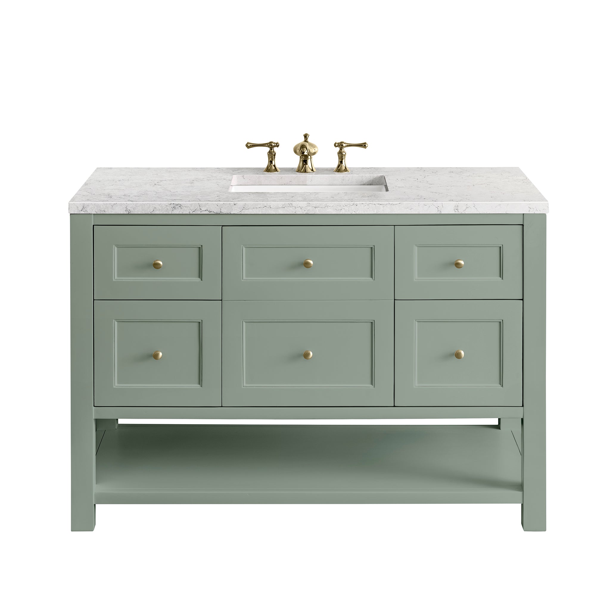 James Martin Breckenridge 48" Single Bathroom Vanity, Smokey Celadon with Eternal Jasmine Pearl (FreePower) countertop