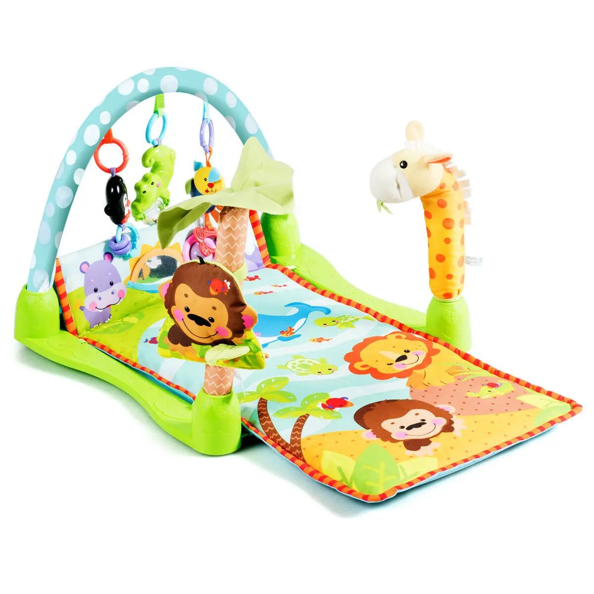 4-in-1 Baby Play Gym Mat with 3 Hanging Educational Toys by DirectDeals