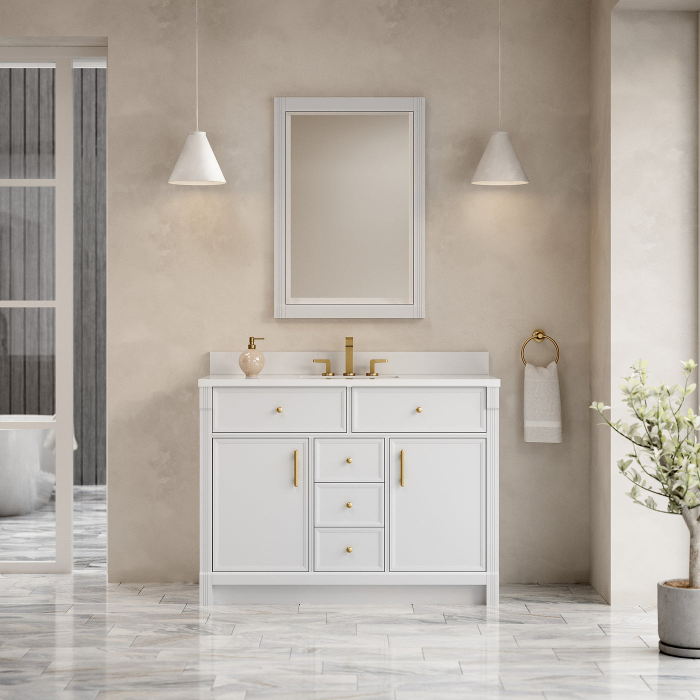 James Martin Bellshire 48" Single Bathroom Vanity, Bright White, view 38