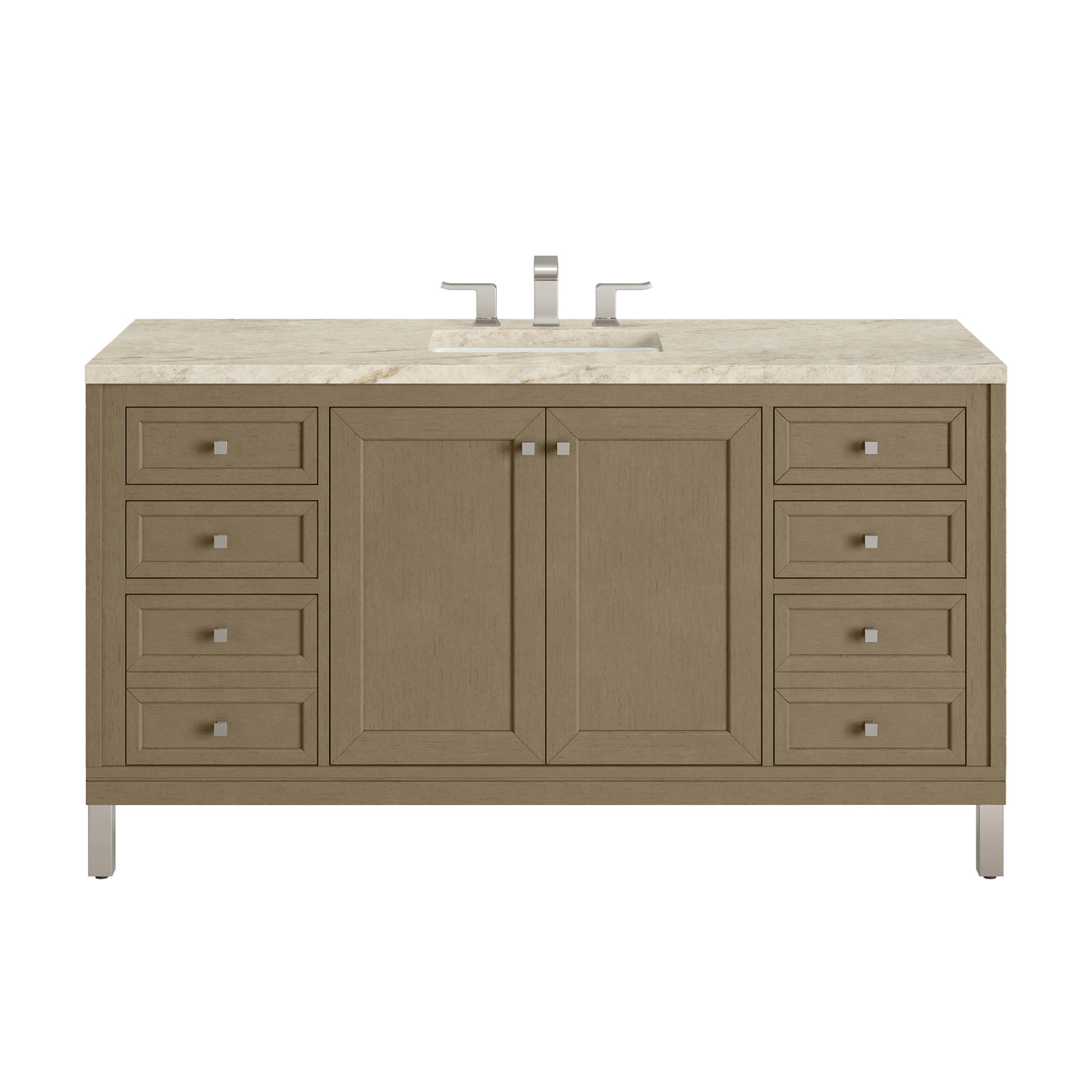 James Martin Chicago 60" Single Bathroom Vanity, Walnut Whisper with Tajnar countertop