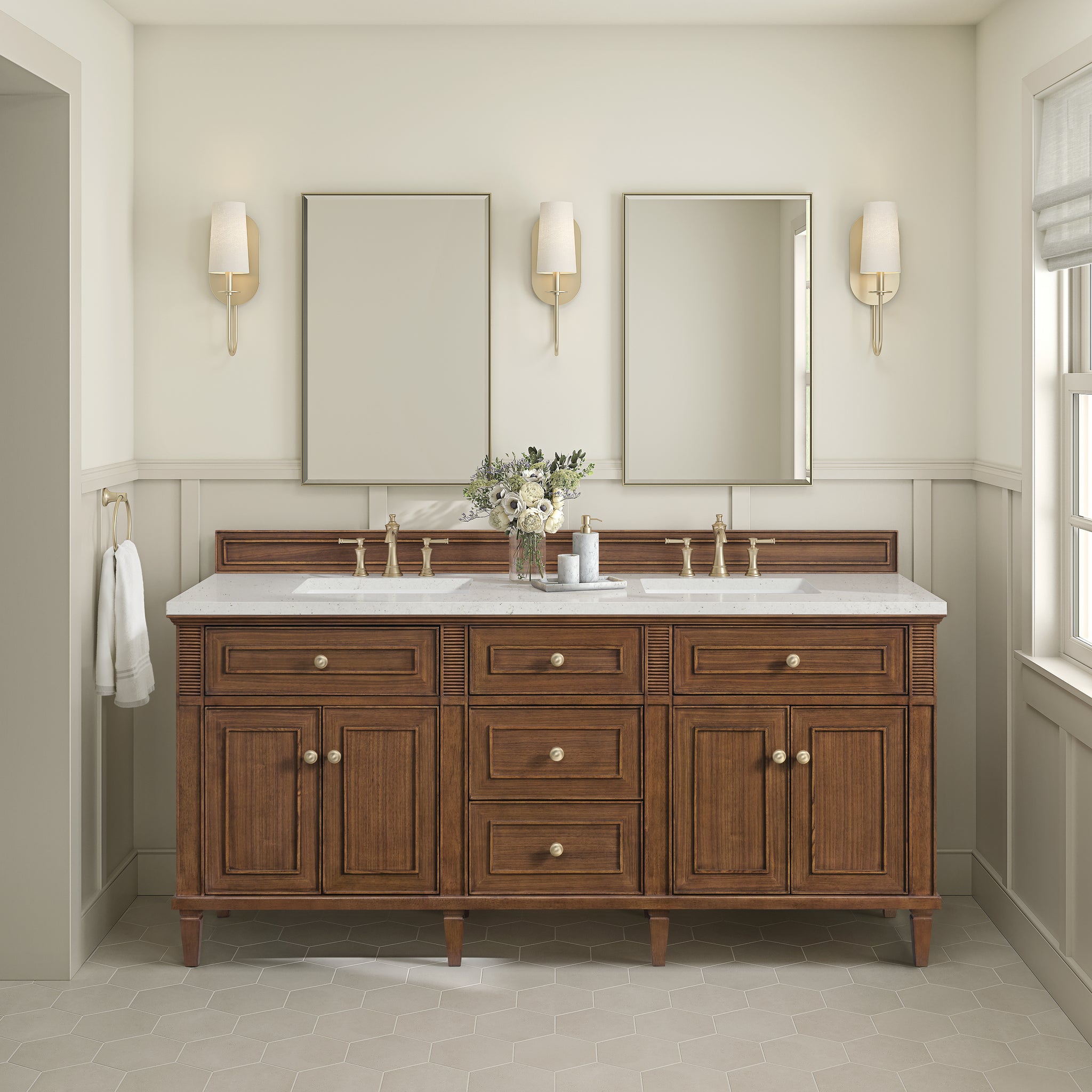 James Martin Lorelai 72" Double Bathroom Vanity, Mid-Century Walnut, view 31