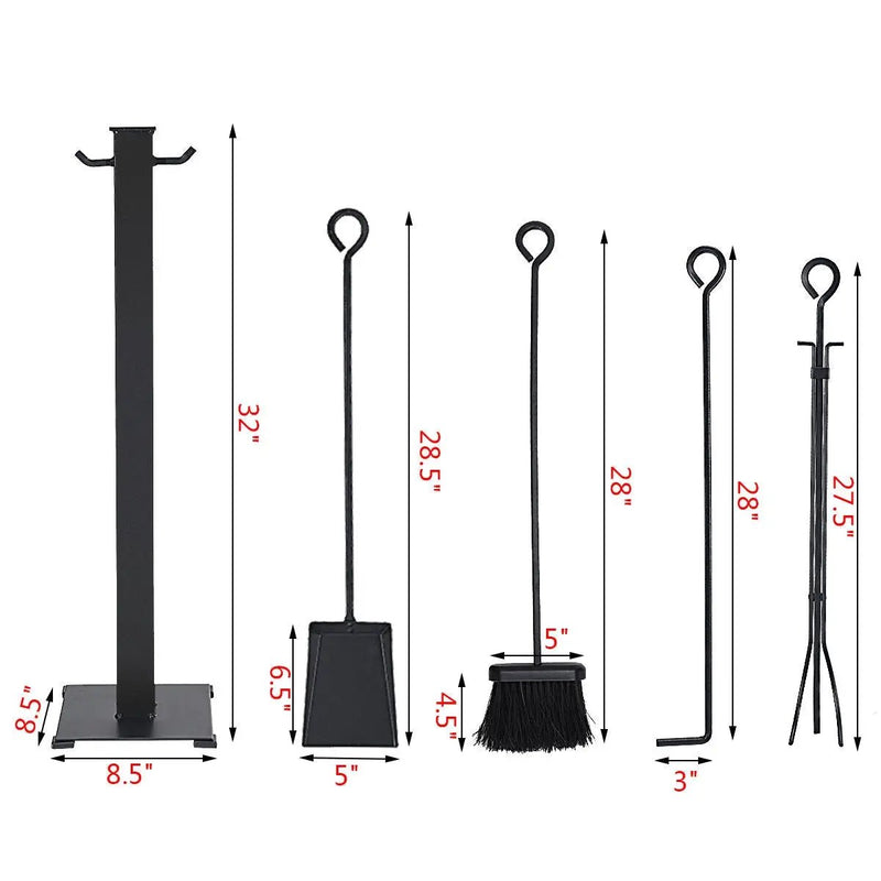 5 Pieces Fireplace Iron Fire Place Tool Set by DirectDeals