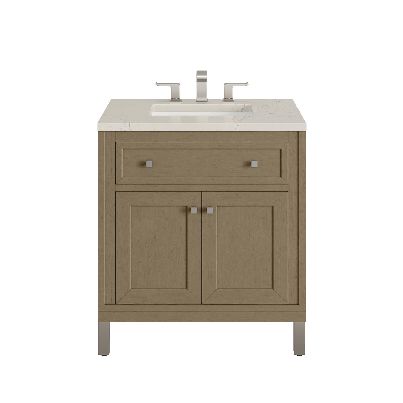 James Martin Chicago 30" Single Bathroom Vanity, Walnut Whisper with Siberian countertop