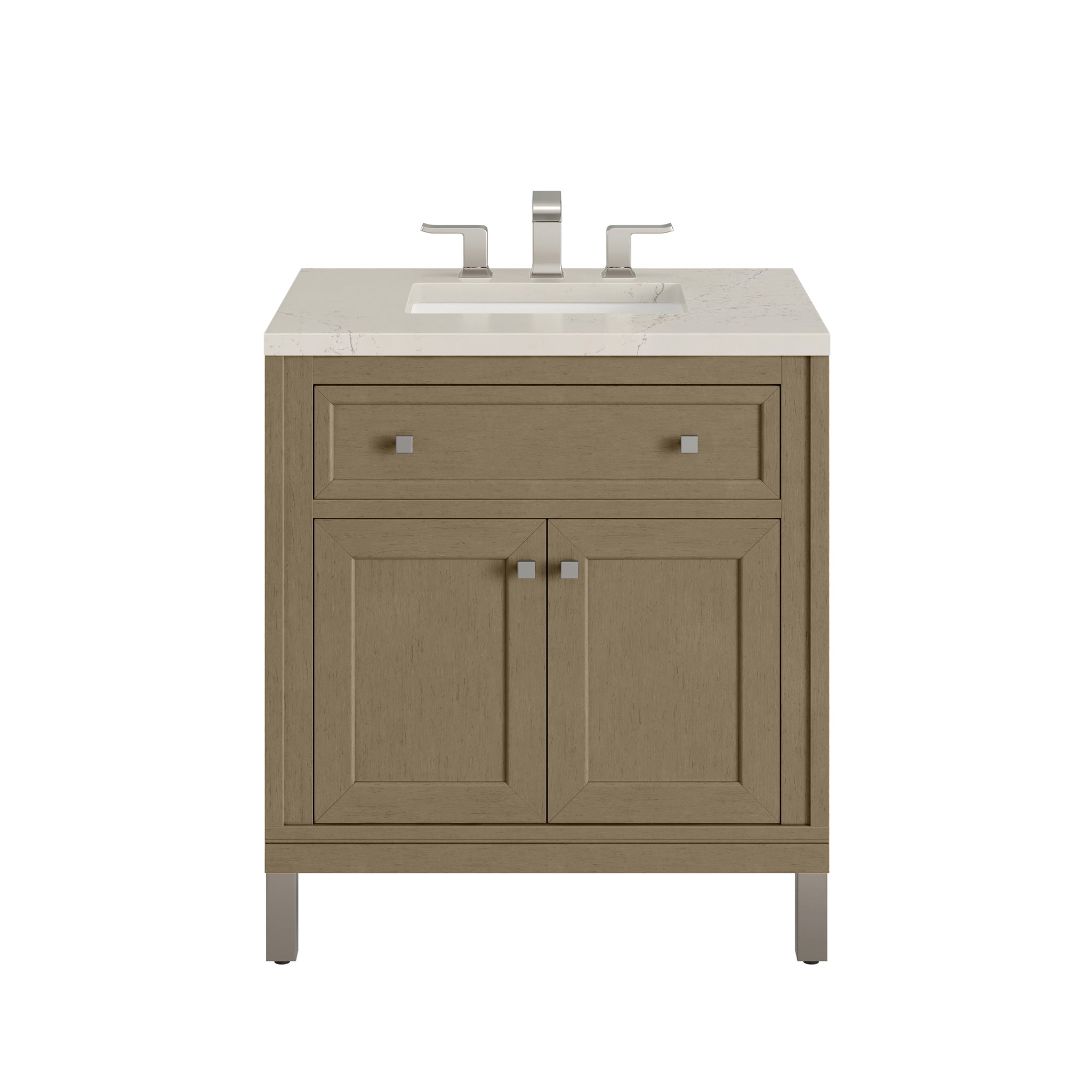 James Martin Chicago 30" Single Bathroom Vanity, Walnut Whisper with Siberian countertop
