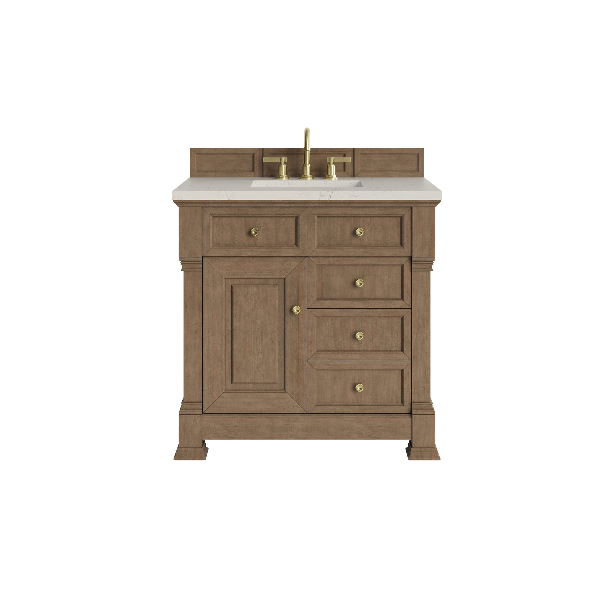 James Martin Brookfield 36" Single Bathroom Vanity, Pecan with Siberian countertop