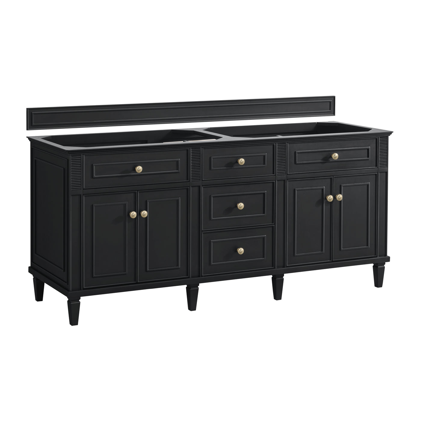 James Martin Lorelai 72" Double Bathroom Vanity, Black Onyx, cabinet without a countertop