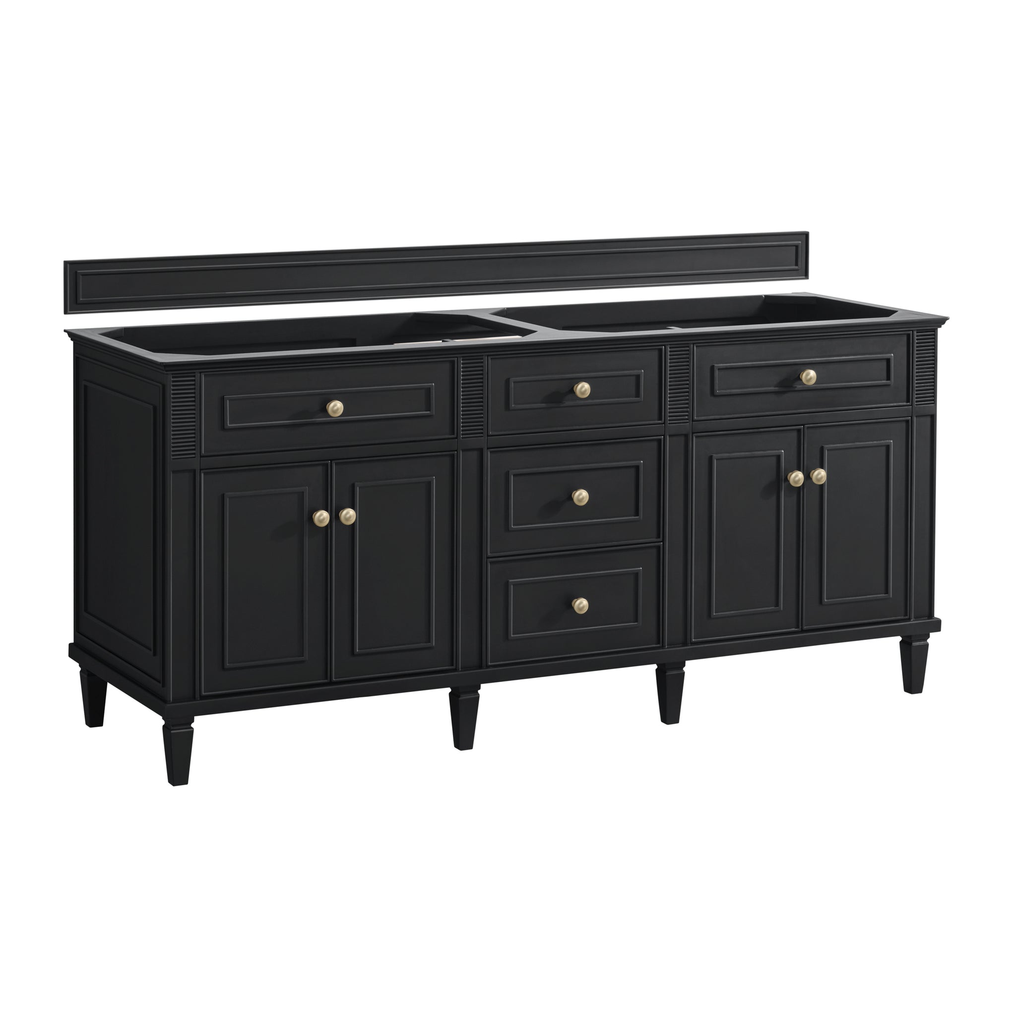 James Martin Lorelai 72" Double Bathroom Vanity, Black Onyx, cabinet without a countertop