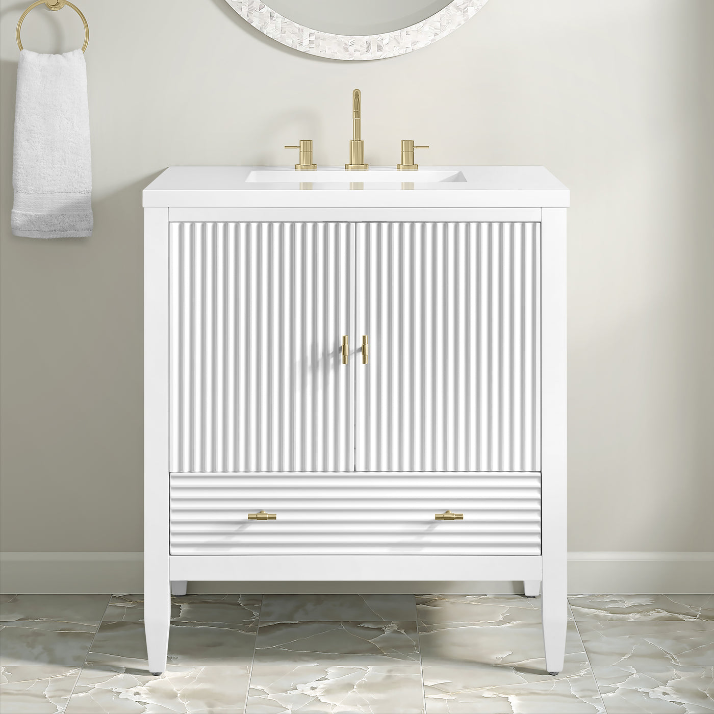 James Martin Myrrin 30" Single Bathroom Vanity, Bright White, view 31