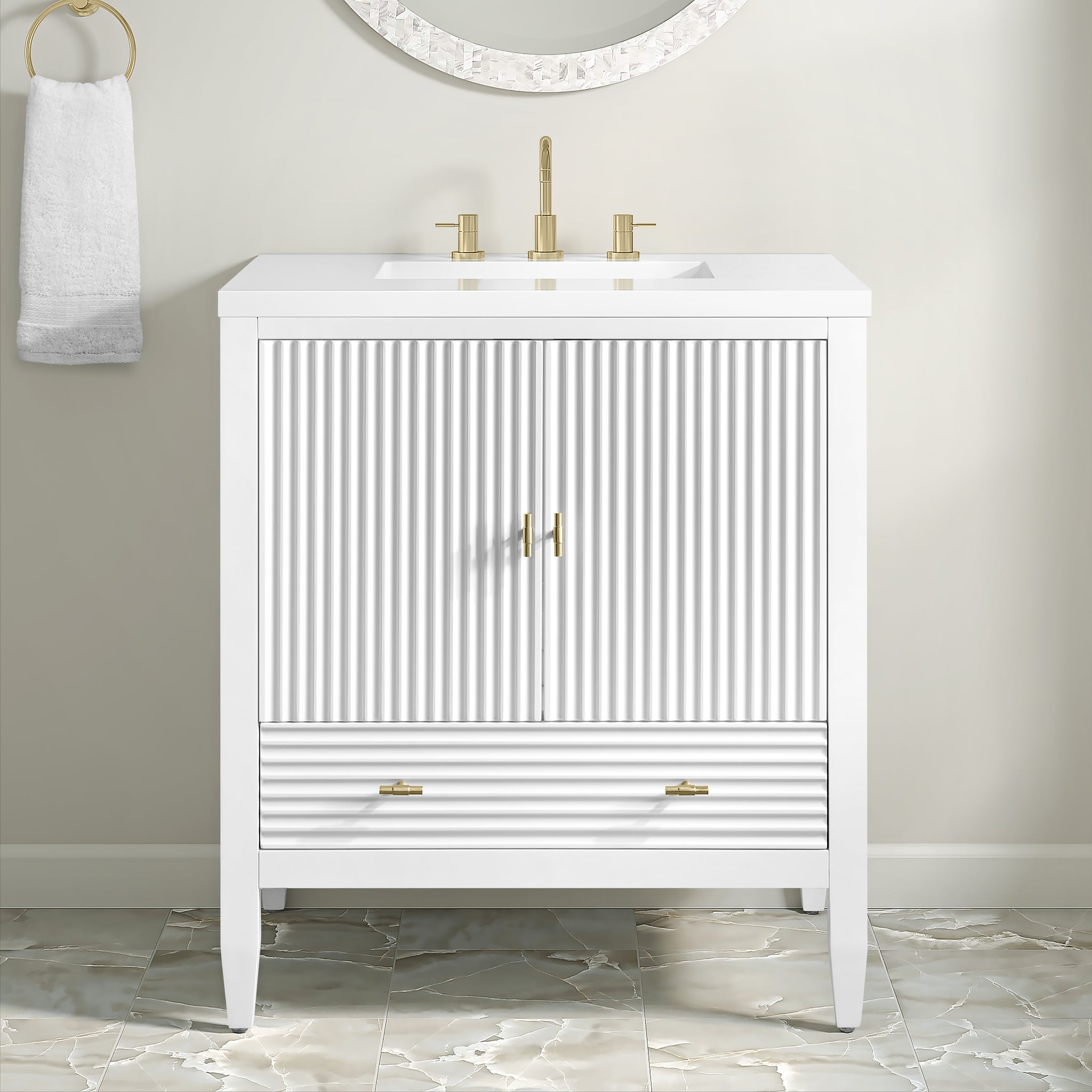 James Martin Myrrin 30" Single Bathroom Vanity, Bright White, view 31