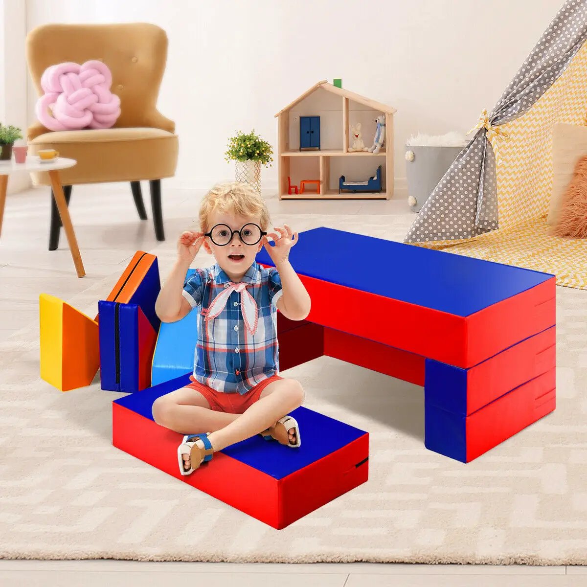 4-in-1 Crawl Climb Foam Shapes Toddler Kids Playset by DirectDeals