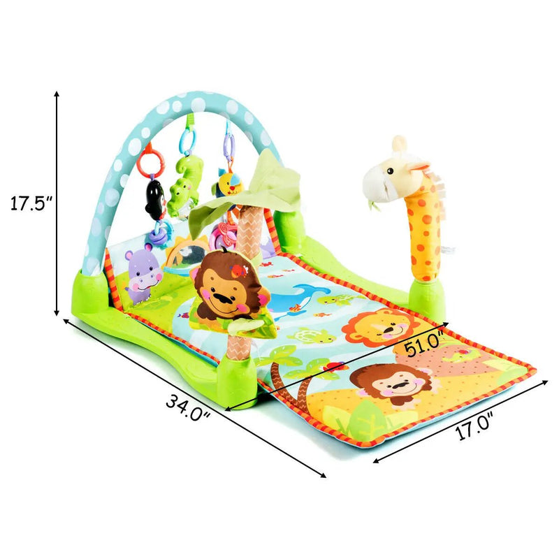 4-in-1 Baby Play Gym Mat with 3 Hanging Educational Toys by DirectDeals