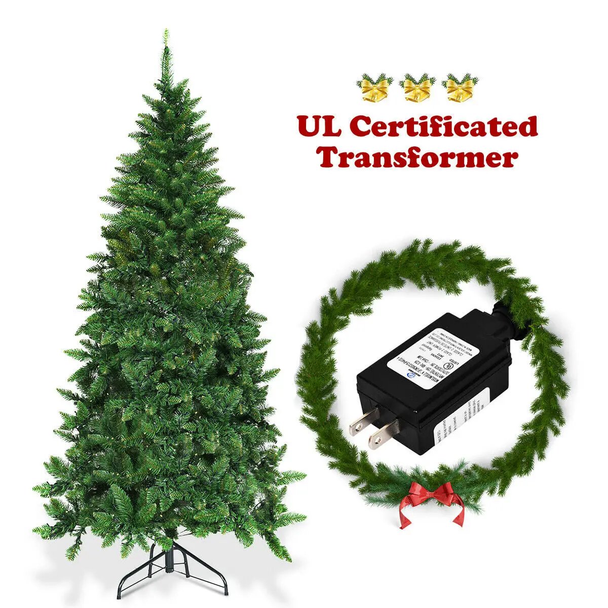 Pre-Lit Artificial Half National Christmas Tree with 8 Flash Modes by DirectDeals
