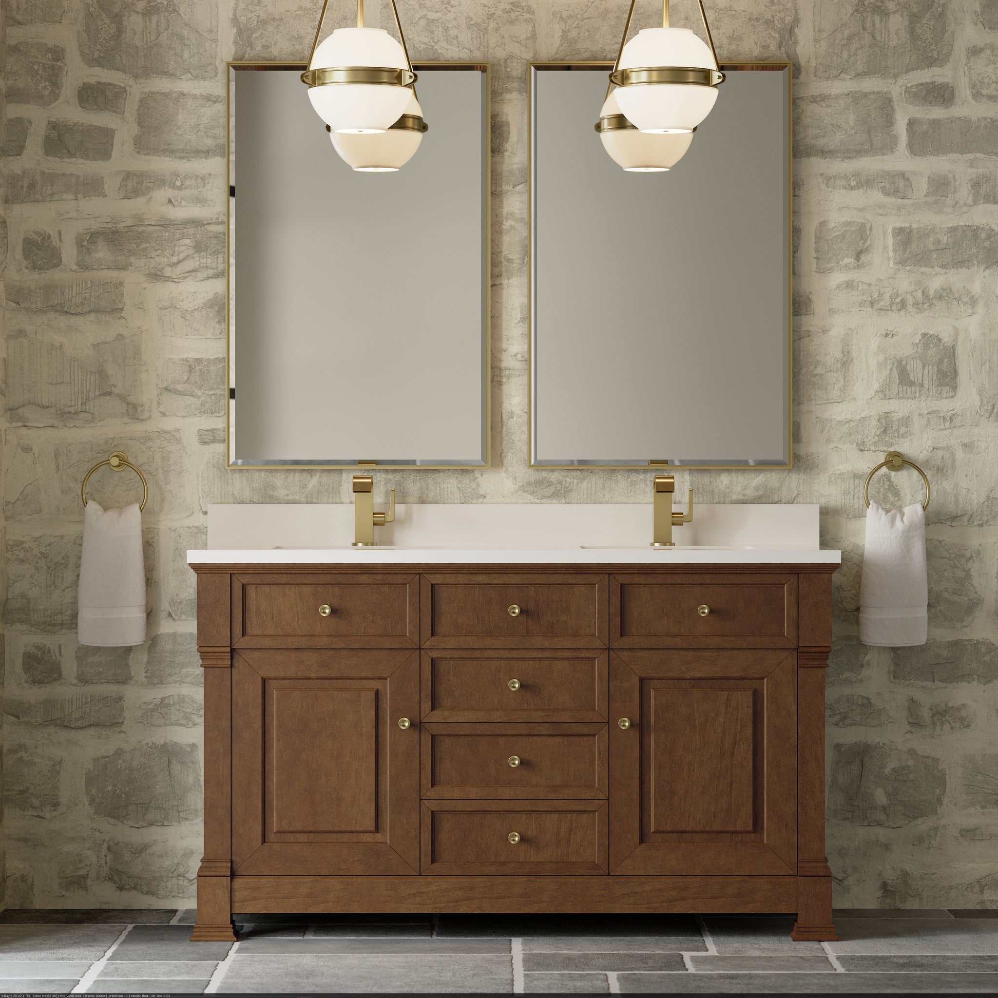 James Martin Brookfield 60" Double Bathroom Vanity, Honey Oak, view 30