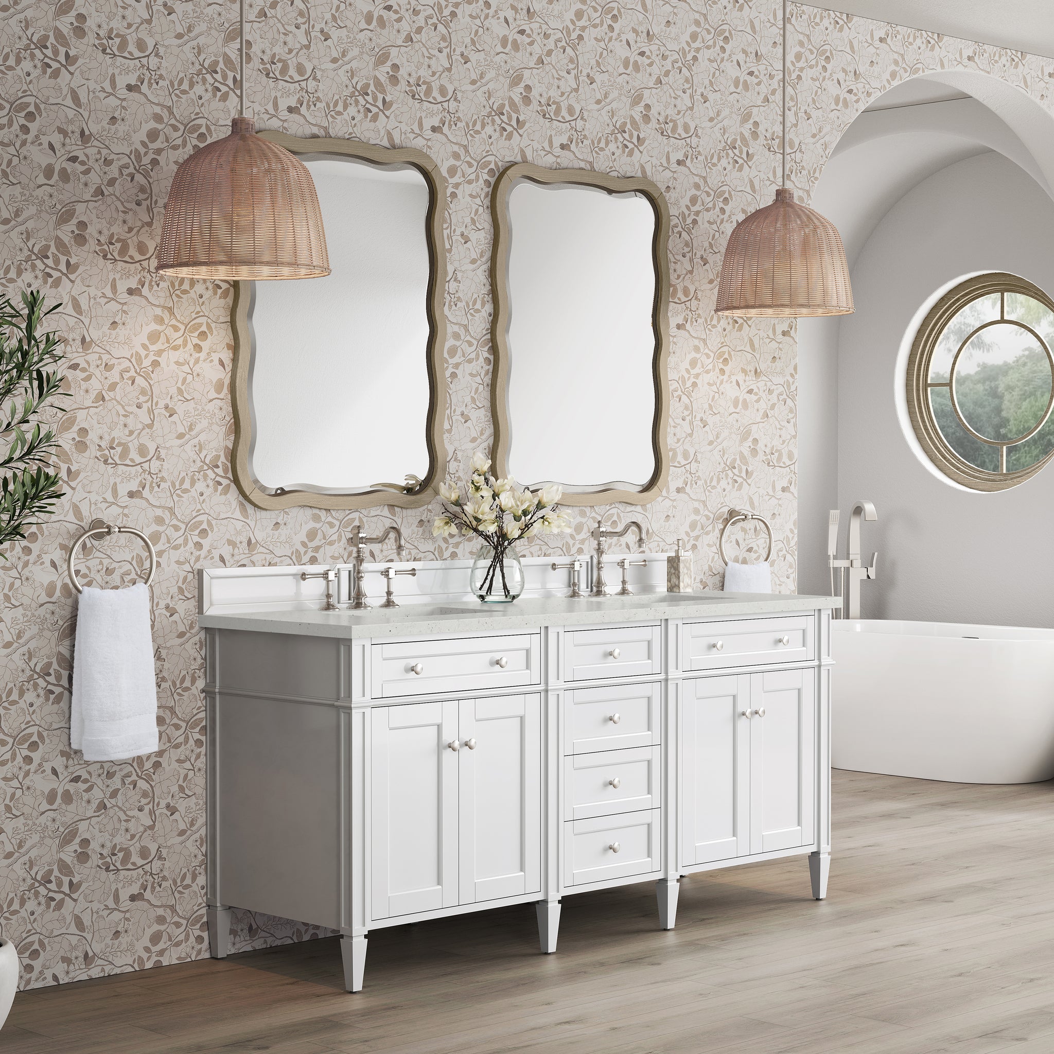 James Martin Brittany 72" Double Bathroom Vanity, Bright White, view 24