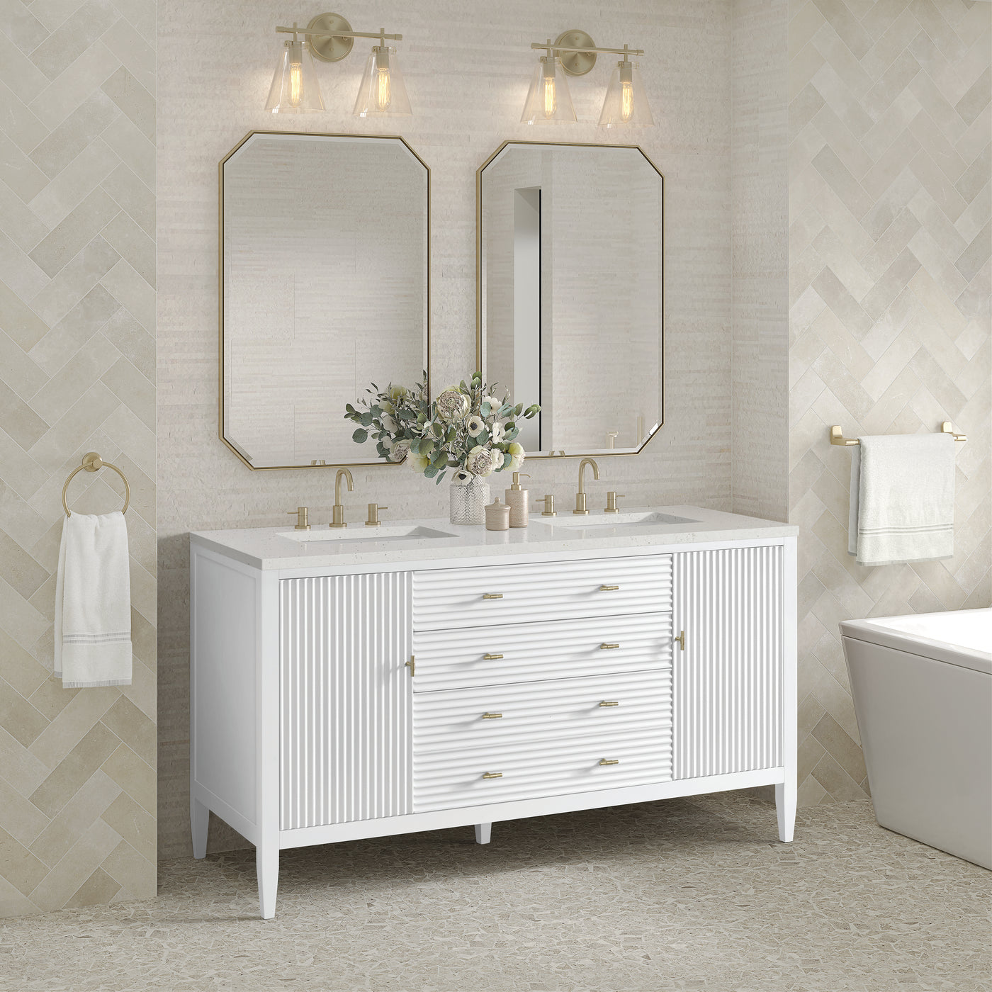 James Martin Myrrin 60" Double Bathroom Vanity, Bright White, view 29