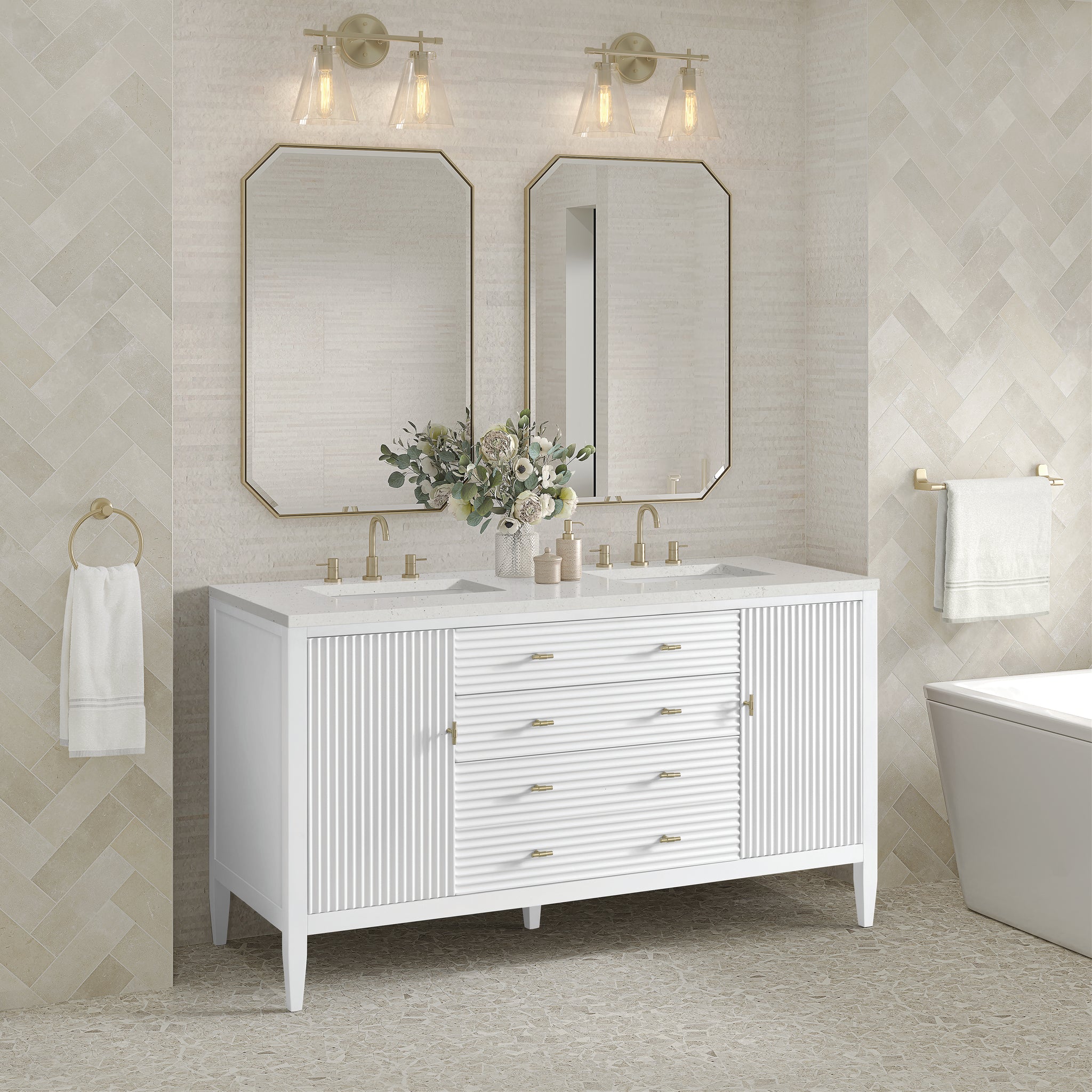 James Martin Myrrin 60" Double Bathroom Vanity, Bright White, view 29