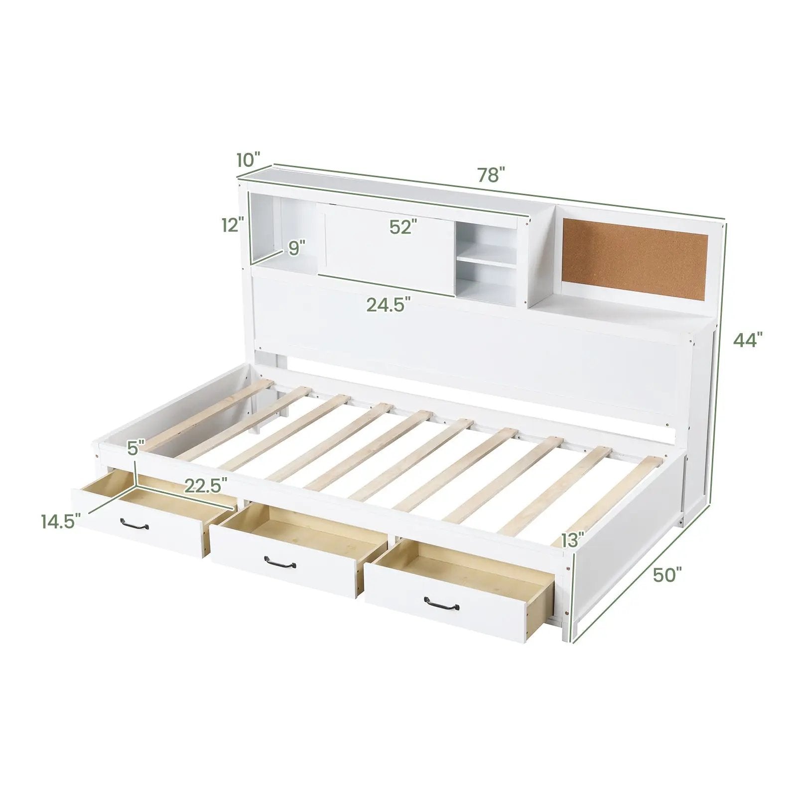 Twin/Full Size Wooden Daybed with 3 Drawers with Storage Shelves by DirectDeals