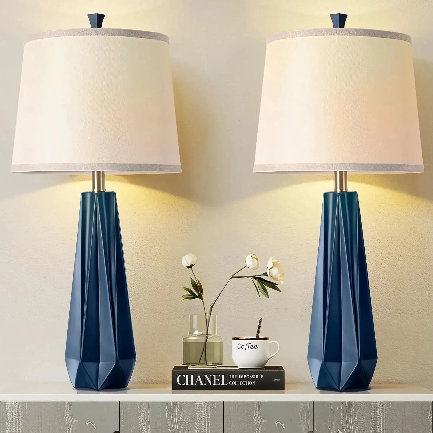 Table Lamp - Modern Navy Blue 27 by House Of Avana