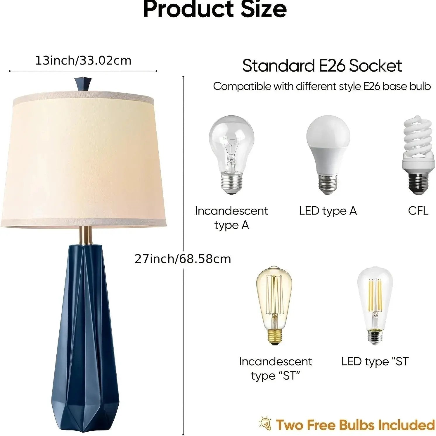 Table Lamp - Modern Navy Blue 27 by House Of Avana