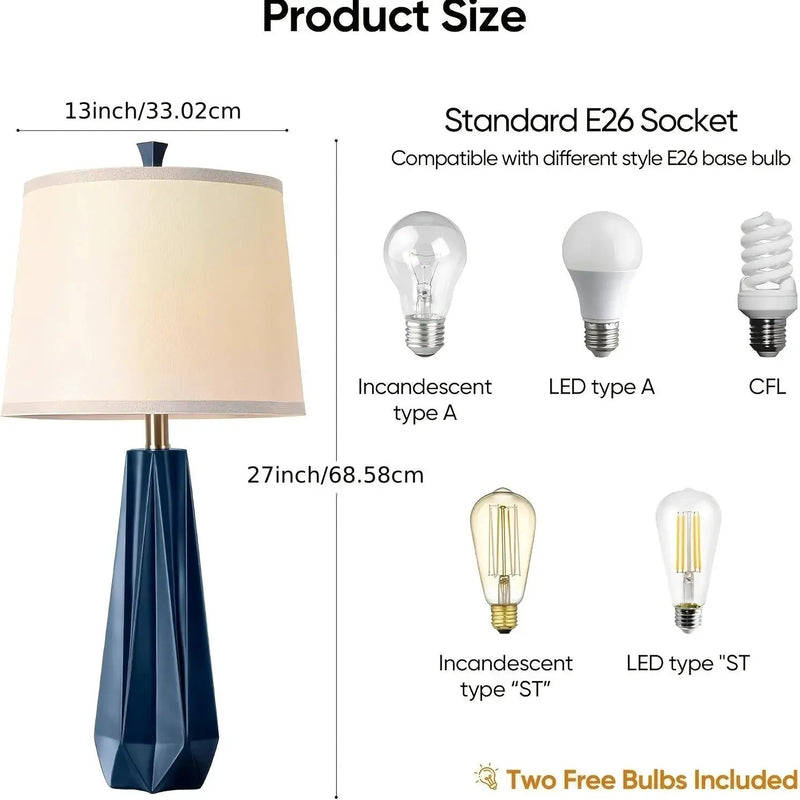 Table Lamp - Modern Navy Blue 27 by House Of Avana