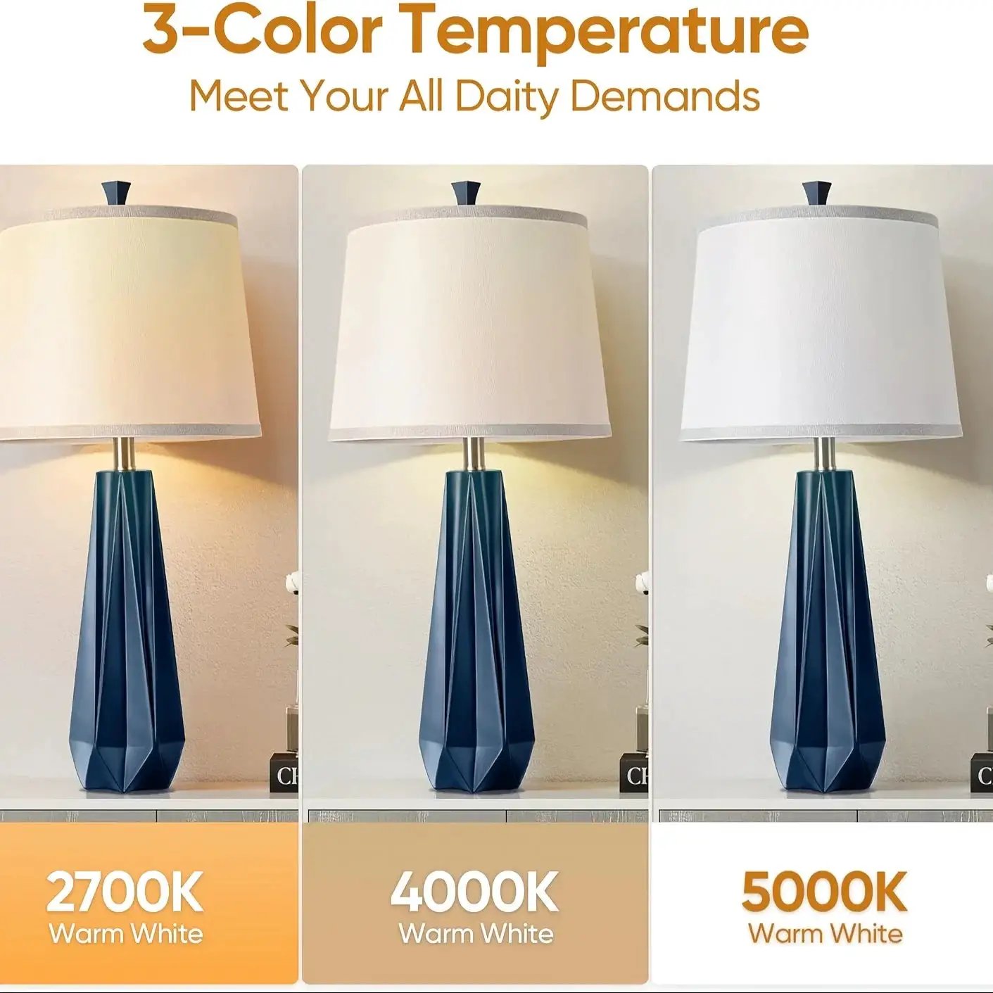 Table Lamp - Modern Navy Blue 27 by House Of Avana
