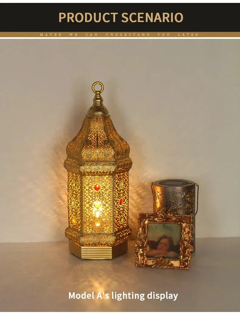 Table Lamp - Portable Iron Art Metal Long by House Of Avana