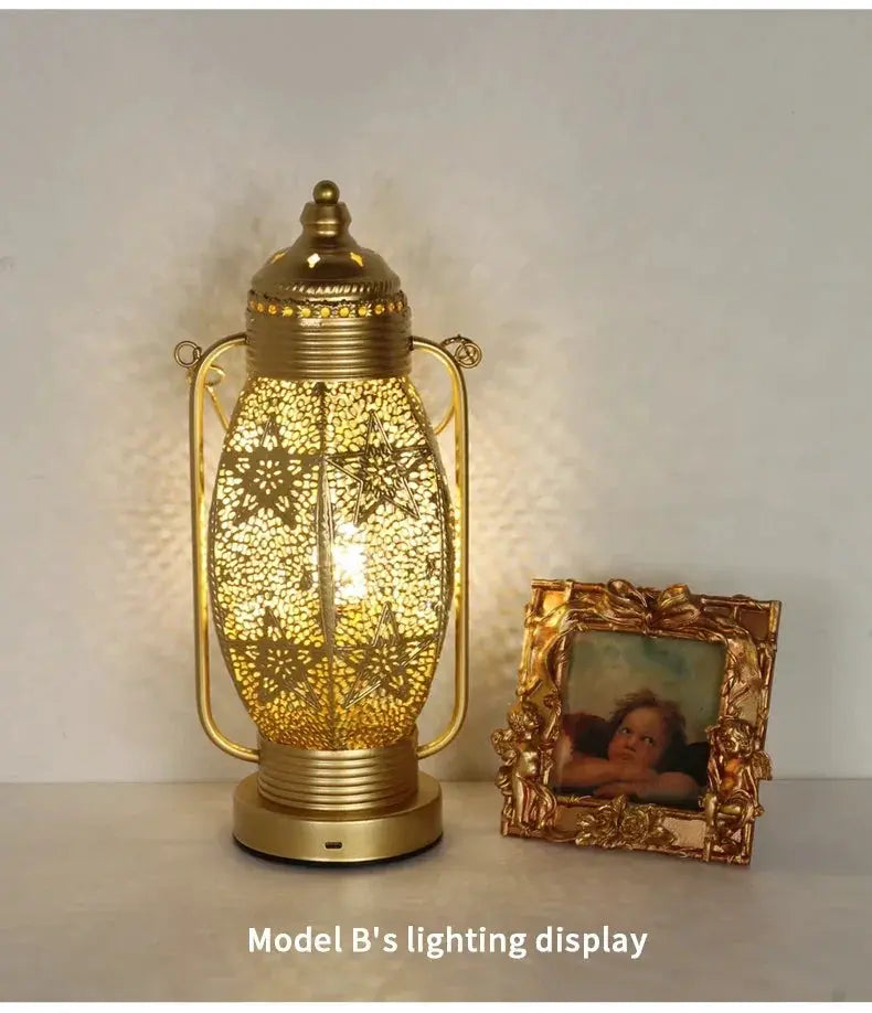 Table Lamp - Portable Iron Art Metal Long by House Of Avana