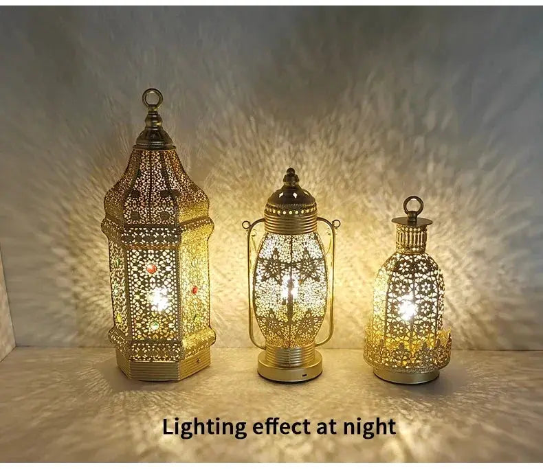 Table Lamp - Portable Iron Art Metal Long by House Of Avana