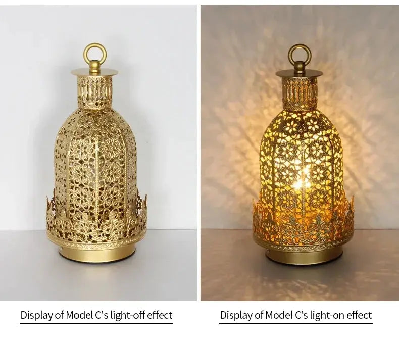 Table Lamp - Portable Iron Art Metal Long by House Of Avana