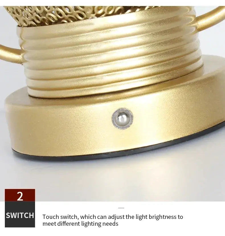 Table Lamp - Portable Iron Art Metal Long by House Of Avana